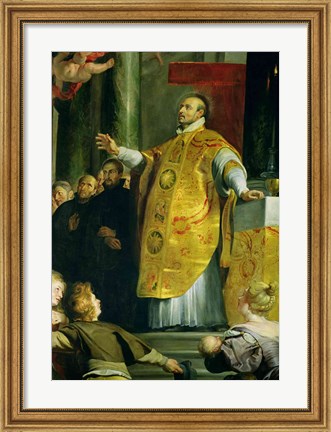 Framed Vision of St. Ignatius of Loyola Print