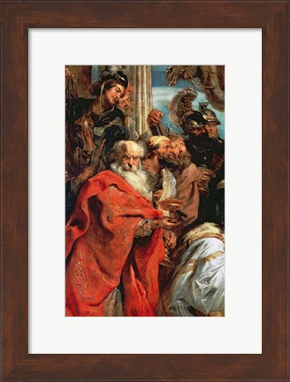 Framed Adoration of the Magi - red garment Print