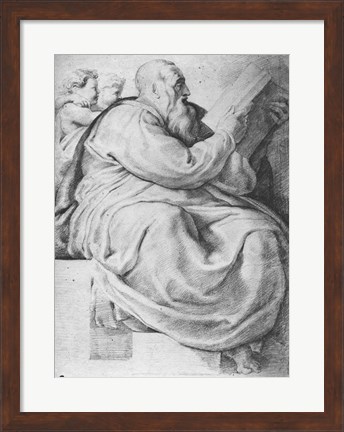 Framed Prophet Zacharias, after Michangelo Buonarroti Print