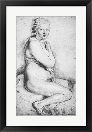 Framed Young nude woman seated Print