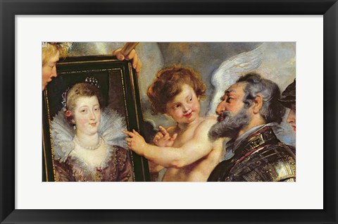 Framed Medici Cycle: Henri IV  Receiving the Portrait of Marie de Medici detail Print