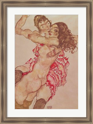 Framed Two Women Embracing, 1915 Print