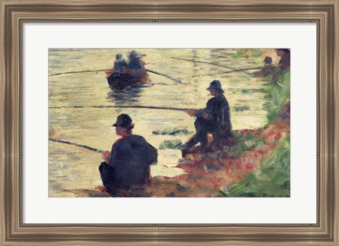 Framed Anglers, Study for &#39;La Grande Jatte&#39;, 1883 Print