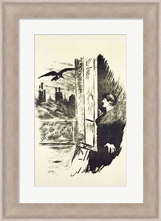 Framed Illustration for &#39;The Raven&#39;, by Edgar Allen Poe, 1875 Print