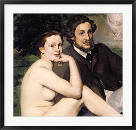 Framed Dejeuner sur l&#39;Herbe, 1863 (seated couple) Print