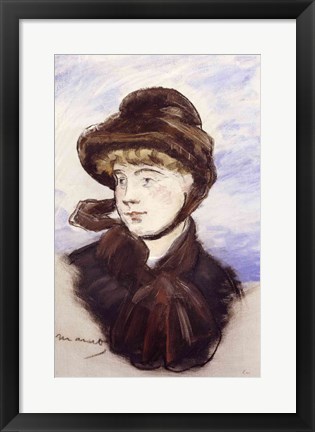 Framed Young Girl in a Brown Hat, 1882 Print