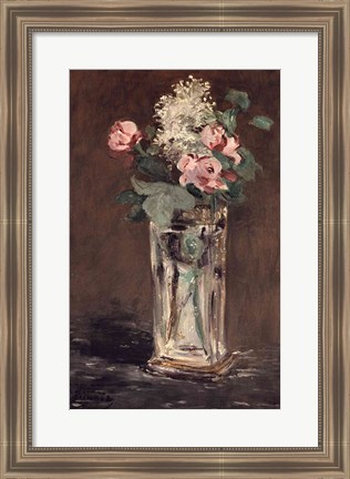 Framed Flowers in a Crystal Vase Print