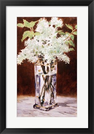 Framed White Lilac in a Crystal Vase, 1882 Print