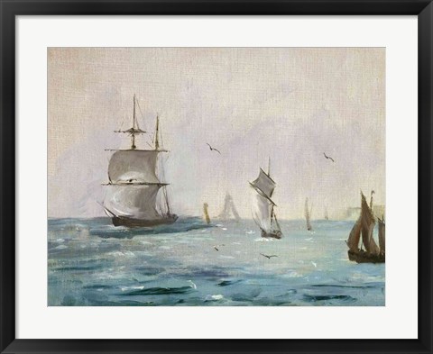 Framed Fishing Boat Arriving, with the Wind Behind, 1864 Print