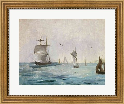 Framed Fishing Boat Arriving, with the Wind Behind, 1864 Print