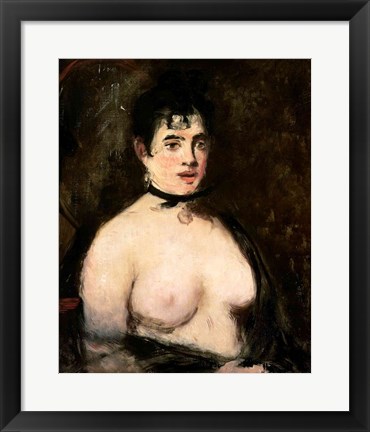 Framed Brunette with bare breasts Print