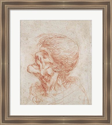 Framed Caricature Head Study of an Old Man Print