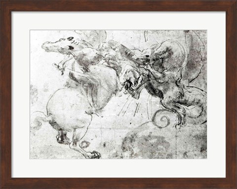 Framed Battle between a Rider and a Dragon, c.1482 Print