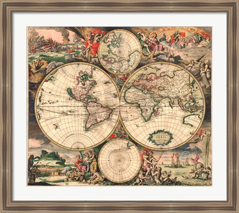 Framed World Map 1689 Print