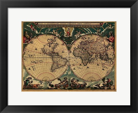 Framed World Map 1664 Print