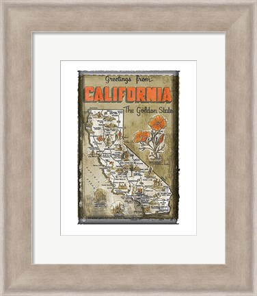 Framed Greetings from California Print