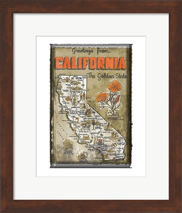 Framed Greetings from California Print