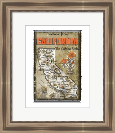 Framed Greetings from California Print