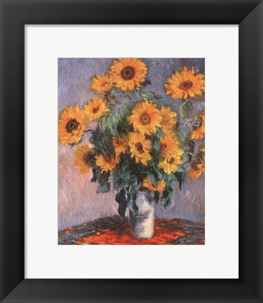 Framed Vase of Sunflowers Print