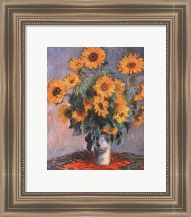 Framed Vase of Sunflowers Print