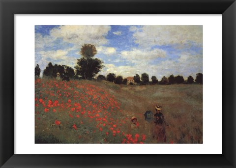 Framed Wild Poppies, near Argenteuil (Les Coquelicots: environs d&#39;Argenteuil), 1873 Print