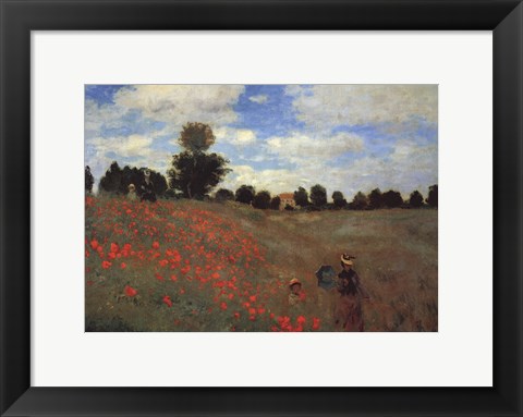 Framed Wild Poppies, near Argenteuil (Les Coquelicots: environs d&#39;Argenteuil), 1873 Print