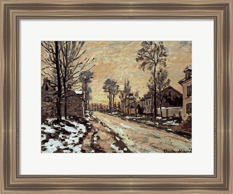 Framed Road at Louveciennes, Melting Snow, Sunset Print