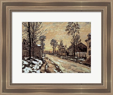 Framed Road at Louveciennes, Melting Snow, Sunset Print