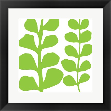 Framed Green Fern on White Print