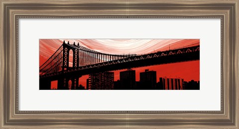 Framed Manhattan Bridge Aura Print