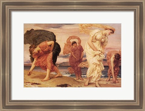 Framed Greek Girls Picking up Pebbles Print