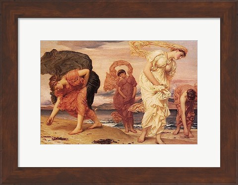 Framed Greek Girls Picking up Pebbles Print