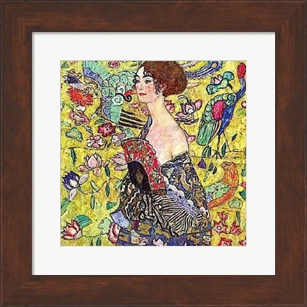 Framed Lady with Fan Print