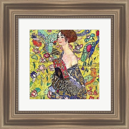 Framed Lady with Fan Print