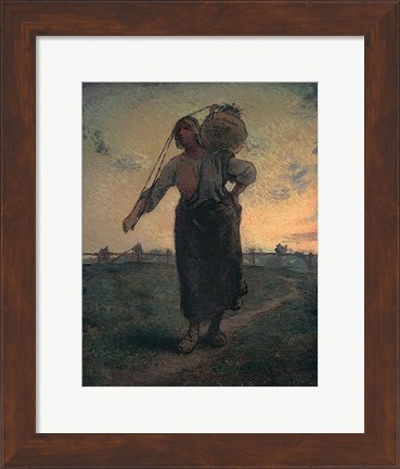 Framed Norman Milkmaid in Gr&#233;ville, 1874 Print