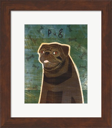 Framed Pug (black) Print