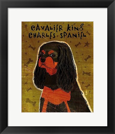 Framed Cavalier King Charles (black and tan) Print