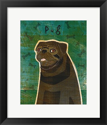 Framed Pug (black) Print