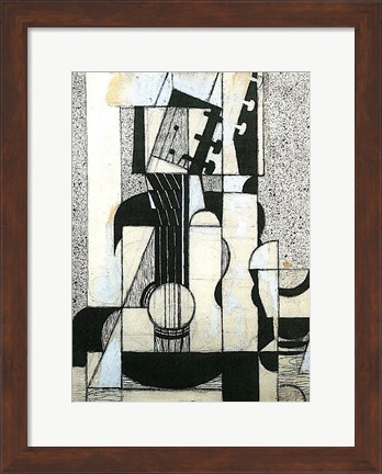 Framed Still Life with Guitar Print