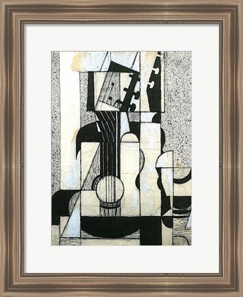 Framed Still Life with Guitar Print