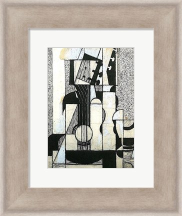 Framed Still Life with Guitar Print