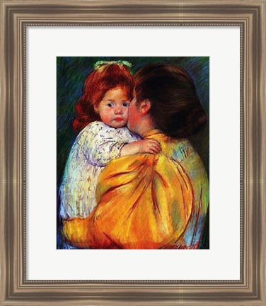 Framed Maternal Kiss 1896 Print