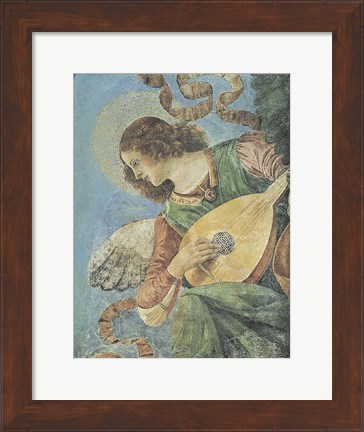 Framed Angel with Lute Print