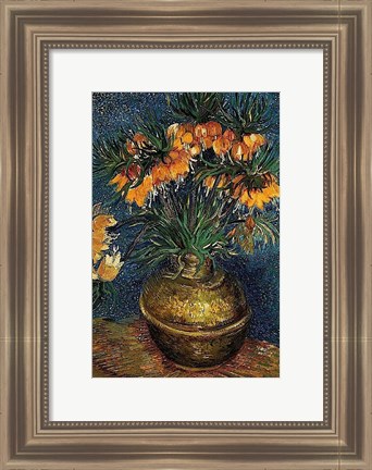 Framed Crown Imperial Fritillaries in a Copper Vase, 1886 Print