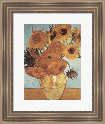 Framed Sunflowers on Blue, 1888 Print