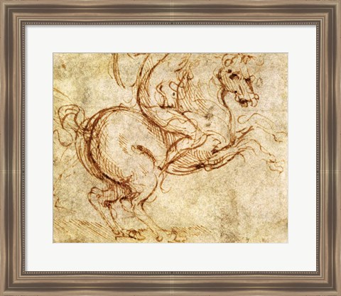 Framed Horse and Cavalier Print