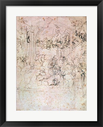 Framed Composition sketch for The Adoration of the Magi, 1481 Print