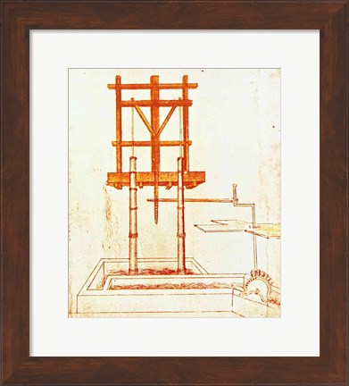 Framed Hydraulic Water Pump for a Fountain Print