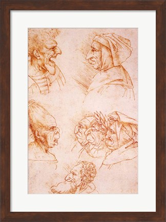 Framed Seven Studies of Grotesque Faces Print