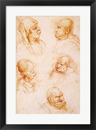 Framed Five Studies of Grotesque Faces Print